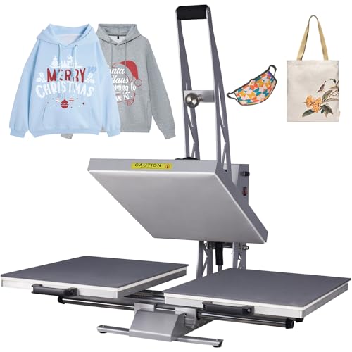 Auto Heat Press Machine, Commercial Heat Transfer Machine, 16x24 inch Dual Platen T Shirt Press Machine, 110V 2000W Heat Transfer Printer for Fabric, Ceramic (16x24 Semi-Auto) CTOSPOATO