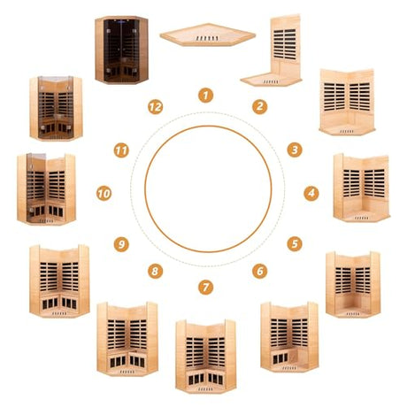 2-3 Person Low EMF FAR Infrared Sauna, Hemlock 2 Door Luxury Toughened Glass Indoor Saunas for The Home, 1520w, App & LCD Panel Control, Bluetooth Speakers, Chromotherapy Lights, Reading Lights KUNSANA
