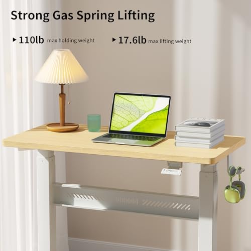 WALKINGDESK Mobile Walking Pad Desk with Wheels, Pneumatic Small Rolling Standing Desk Riser Height Adjustable (28-43.7") for Treadmill, Portable Computer Table for Home Office, Oak WALKINGDESK