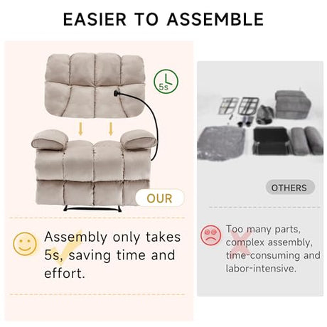 Euthymia Oversized Recliner Chair, Big and Tall Recliner Chairs for Adults 400LBS, Large Recliner Chair, Extra Wide Recliner for Living Room, Cream Euthymia