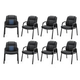 OLIXIS Waiting Room Reception Chairs Set of 8, Leather Office Desk Guest Stationary Side Chair with Padded Arms for Home Conference Lobby Area Meeting Church Medical Clinic Elderly Student OLIXIS
