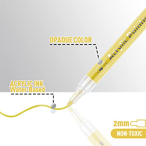 AKARUED Black Acrylic Paint Markers: 8 Pack Black Paint pen, Acrylic Black Paint Marker for Rock Painting, Stone, Wood, Glass, Metallic, Ceramic, Graffiti, Paper, Drawing, Water-Based Paint pens Sets AKARUED