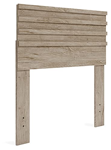 Signature Design by Ashley Oliah Contemporary Twin Panel Headboard, Natural Wood Grain - WoodArtSupply