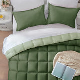 SunStyle Home King Size Comforter Set - 3 Pieces Box Stitched Reversible Comforters King Size, Lightweight Bedding Sets with 1 Down Alternative Comforter and 2 Pillow Shams for All Seasons,Green SunStyle Home