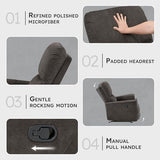 Lexicon Manual Rocker Recliner Chair, Polished Microfiber Manual Reclining Chair with Overstuffed Backrest, Comfy Nursery Recliner for Living Room/Office/Bedroom/Apartment, Easy Assembly, Chocolate