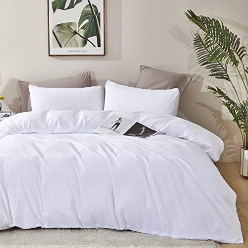 Pureant White Comforter Sets Full Super Soft Fluffy White Bedding Solid Down Alternative Comforter Aesthetic Luxurious Quilts Cozy Women Men Minimalist Bedding Adults Teens Durable Blankets Pureant