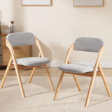 YUUIJOAA 2-Pack Folding Chairs with Cushion Linen Padded Foldable Chairs Raw Wood Folding Dining Chairs for Dining Rooms Kitchen Parties Offices Indoor Outdoor Light Grey YUUIJOAA