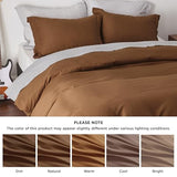 Bedsure Duvet Cover Queen Size - Soft Double Brushed Bedding Set for Kids & Adults, Zipper Closure, 3 Pieces, Includes 1 Duvet Cover (90"x90") & 2 Pillow Shams, NO Comforter, Brown