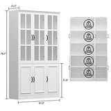 Homsee Modern Tall Bookcase with 3 Glass Doors and 10 Storage Compartments in White Homsee