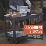 Ironton 500-Lb. Capacity 2 Tray Utility Cart, Maintenance-Free Structural Foam Construction Cargo Pushcart, Scratch Resistant, Easy to Clean Service Ironton