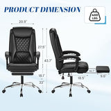 Furmax Office Chair with Footrest Ergonomic High Back Design Executive Computer Desk Chair400lbs, 90-135° Reclining Leather Home Office Desk Chairs Swivel Task Chairs with Wheels(Black) Furmax