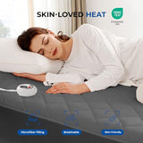 Heated Mattress Pad Twin Size Quilted Heating Electric Bed Warmer Luxury Comfort Heat Mattress Pad Cover Single Controller（10 Heat Setting | 1-12 Hours Auto Shut Off | with 8-21 Inch Deep Pocket）Gray VALUXE