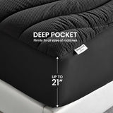 SLEEP ZONE Cooling Twin Mattress Topper for Single Bed, Premium Zoned Cool Mattress Pad Cover, Padded Mattress Protector Breathable Washable, Deep Pocket 8-21" (Black, Twin) SLEEP ZONE