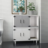 GDLF Modern Wood Pet Crate Cat Washroom Hidden Litter Box Enclosure Furniture House as Table Nightstand with Scratch Pad,Stackable (Gray & White) GDLF