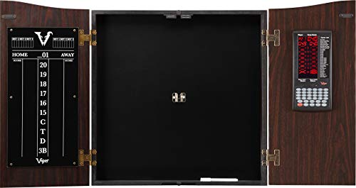 Viper Vault Deluxe Dartboard Cabinet with Integrated Pro Score ,Mahogony Finish Viper