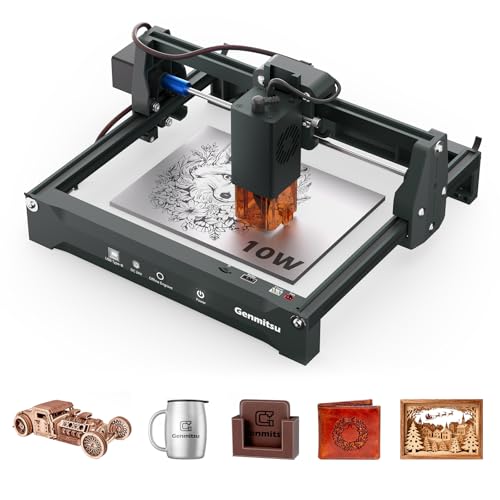 Genmitsu Laser Engraver Kortek 10W 10000mW, Desktop Laser Cutter, Wireless APP Support, ±0.01mm High Precision, Portable Laser Engraving Machine for DIY Wood Acrylic Leather Metal Fiber, Safety Class1 Genmitsu