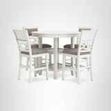 Signature Design by Ashley Erinberg Casual Counter Height Dining Table and 4 Armless Upholstered Bar Stools with Footrest and 2 Shelves, Set of 5, White & Light Gray Signature Design by Ashley