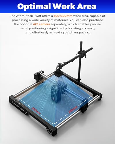 ATOMSTACK Swift Laser Engraver for Beginners, 7000mW Output Laser Cutter, Laser Class 4, 300×300mm Working Area, 0.08mm Accuacy Engraving Machine for Wood, Leather, Coated Metal, Acrylic (Swift 7W) KoveYzao