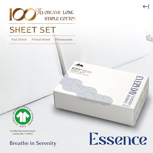Mayfair Linen 100% Organic Cotton Sheets Queen Size - 4 PC White Organic Cotton Percale Sheets Queen Set, Soft, Cooling & Breathable Bedsheets, 16" Deep Pocket Hotel Bedding Set - GOTS Certified Mayfair Linen