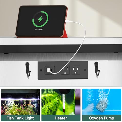 YITAHOME 120 Gallon Reptile Tank Stand with Power Outlets, Heavy Duty Large Reptile Tank Stand with Barn Door, Reptile Tank Turtle Terrariums Table for Accessories Storage,1100LBS Capacity YITAHOME