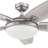 Honeywell Ceiling Fans Carmel Modern 48 Inch Ceiling Fan with Light, Remote Control Fan, LED Indoor Fan with 5 Blades, Gray Oak and Brown Chestnut Blade Finish Options, Silver (51627-01) Honeywell
