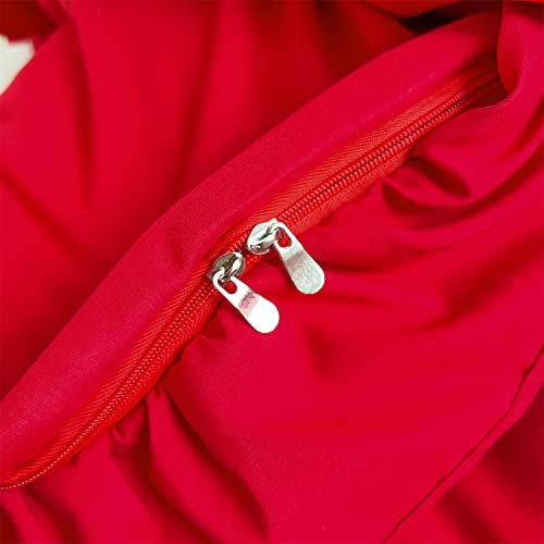 MOOWOO Christmas Chic Ruffle Lace Polyester Duvet Cover Set -Girl Red Bedding-2 Piece Twin Duvet Cover with Zipper Closure -Ultra Soft and Light Weight MOOWOO