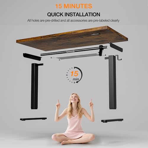 Acrolix Electric Standing Desk with Cable Management, 48 X 24 Inches Sit Stand up Desk,2 Memory Preset for Home Office&Gaming&Living Table with Splice Board (Rustic Brown Desktop) Acrolix