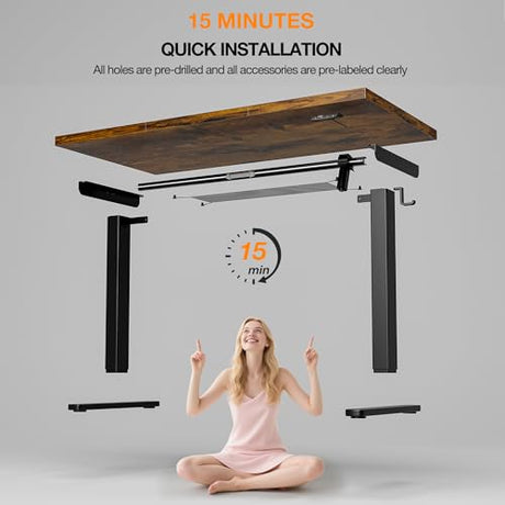 Acrolix Electric Standing Desk with Cable Management, 48 X 24 Inches Sit Stand up Desk,2 Memory Preset for Home Office&Gaming&Living Table with Splice Board (Rustic Brown Desktop) Acrolix