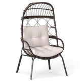 Tangkula Narrow Wicker Egg Chair Outdoor, Patio Rattan Lounge Basket with Seat & Back Cushions, Metal Indoor Outdoor Leisure Sofa Cocoon Chair for Bedroom, Backyard, Balcony, 400 lbs Max Load Tangkula