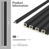 INNO STICKERS 6-Piece WPC Acoustic Slat Wall Panel for Modern Interior Decor, 94.5” x 6.5” 3D Wood Slat Wall Paneling for Living Room, Charcoal, 25.6 Sq.Ft INNO STICKERS