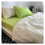 YUSIWOAL Japanese Stripes Duvet Cover Set with Bed Linens Single/Queen/King Size Comforter Bedding Set Compatible with Double Bed Cover Quilt,Summer Duvet Cover sets(D,Queen Size 4pcs) YUSIWOAL