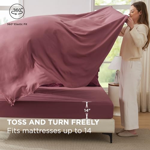 Bedsure Full Size Comforter Set - 7 Pieces Burgundy Full Bedding Set for All Seasons, Boho Contrasting Design Bed in a Bag with Comforter, Sheets, Pillowcases & Shams Bedsure