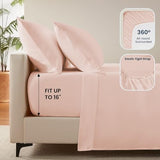 SLEEP ZONE Nanotex Super Soft Cooling King Bed Sheets Set for Kids 3 Piece - Easy Care Fitted Flat Sheet & Pillowcase Sets - Wrinkle Free,Fade Resistant,Deep Pocket 16",Rose Pink,King SLEEP ZONE