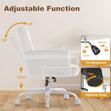 Keratee Comfy Home Office Desk Chair, Upholstered Fuzzy Vanity Chair with Wheels and Arms, Modern Adjustable Swivel Computer Seat for Living Room, Bedroom, Make Up, Home Office, White Keratee