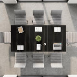 LITTLE TREE 70.86-Inch Conference Table for 8, Black Conference Room Table with Metal Base, Modern 5.9 ft Rectangular Table for Boardroom, Meeting, Conference Room LITTLE TREE