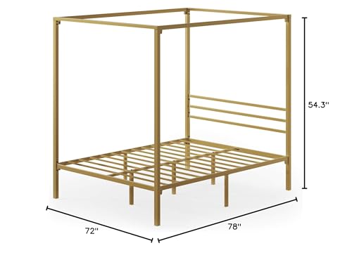 ZINUS Patricia Gold Metal Canopy Platform Bed Frame, Mattress Foundation with Steel Slat Support, No Box Spring Needed, Easy Assembly, Full Zinus