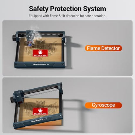 Wizmaker Wand Laser Engraver, 7W Output Power Engraver, 300x300mm Processing Area, 10000 mm/min Processing Speed, Suitable for Processing Wood, Leather, Coated Metal, Acrylic WIZMAKER
