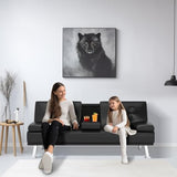 yoyomax Futon Couch, Modern Faux Leather Futon Sofa Bed with 2 Cup Holders and Pillows, Convertible Folding Futon Couch for Compact Living Space, Dorm, RV, Offices, Black yoyomax
