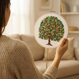 Norme Leaves Embroidery Kit for Beginners Adults 365 Days a Year Embroidering One Leave a Day Cross Stitch Kits with 365 Leaves Tree Pattern Embroidery Hoop Threads for DIY Craft Gift