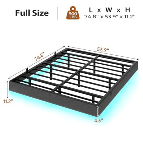 BTHFST Floating Bed Frame Full Size with LED Lights, Modern Metal Full Platform Bed, Solid and Stable, Noise Free, No Box Spring Needed, Easy Assembly BTHFST