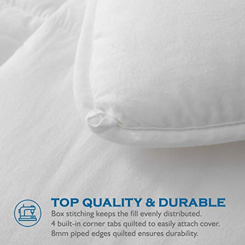 Dafinner 100% Cotton Cover Comforter Queen Size, Lightweight Down Alternative Duvet Insert with Lyocell & Climaloft™ Blend Fill, Breathable Microfiber Comforter for Hot Sleeper (90x90”, White) Dafinner