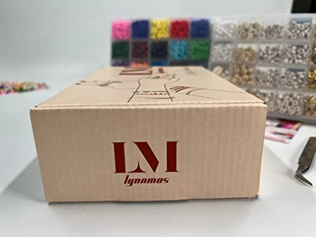 Lynnmos Clay Beads 8000 Pcs 2 Boxes Bracelet Making Kit - 24 Colors Polymer Clay Beads for Bracelet Making Set - Heishi Disc Beads for Jewelry Making kit with Charms and Gift Pack for Girls Lynnmos