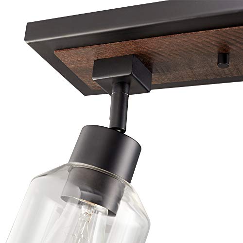 Globe Electric 59798 25" 3-Light Track Lighting, Wood Toned, Matte Black Accents, Clear Glass Shades, Kitchen, Bathroom, Home Essentials, Ceiling Light, Dorm, Dining Room, Hallway Globe Electric