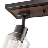 Globe Electric 59798 25" 3-Light Track Lighting, Wood Toned, Matte Black Accents, Clear Glass Shades, Kitchen, Bathroom, Home Essentials, Ceiling Light, Dorm, Dining Room, Hallway Globe Electric