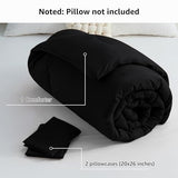CozyLux Queen Comforter Set Black, 3 Pieces Solid Comforters Queen Size Breathable Quilted Bedding Sets, Luxury Soft Microfiber Down Alternative Comforter for All Season (1 Comforter & 2 Pillowcases) CozyLux
