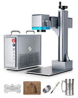 OMTECH 50W Fiber Marking Machine with Rotary Axis, 6.9x6.9 Fiber Laser Engraving Machine with JPT Laser Source, Fiber Laser Marker and Etcher with Autofocus and Camera for Aluminum Gold Jewelry OMTech