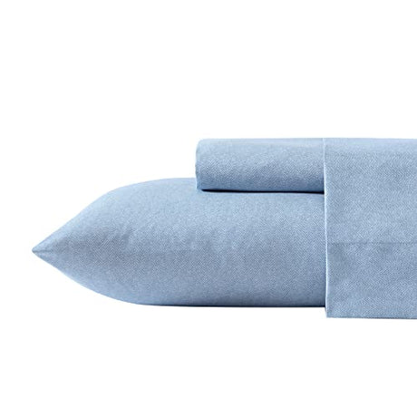 Nautica - Twin/Twin XL Bed Sheets, Cotton Percale Bedding Set with Matching Pillowcase, Crisp & Cool, Fully Elasticized, Dorm Essentials (Herringbone Coastal Blue) Nautica
