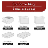 MUXHOMO 7 Pieces California King Comforter Set, Reversible Bed in a Bag Cal King Size, All Season Bedding Set with Comforter, Flat Sheet, Fitted Sheet, Pillowcases & Shams, Red & Black MUXHOMO