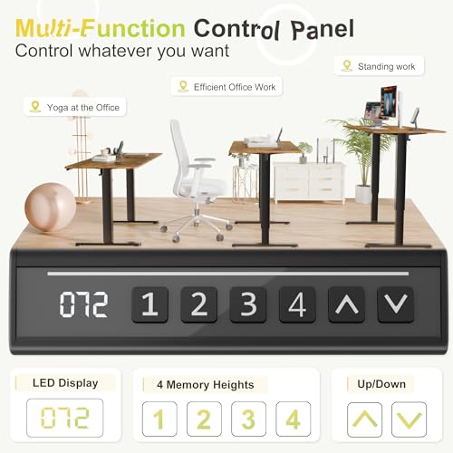 Furmax Electric Standing Desk, 45 x 24 Inches Sit Stand up Desk, Sit Stand Height Adjustable Home Office Desk with 4 Height Position Memory - with Splice Board (Rustic Brown, 45) Furmax