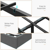 Dnxao Floating Bed Frame Queen with Hidden Storage Headboard, Heavy Duty Metal Platform with Dual Zone LED Lights & Charging Station, Noise Free No Box Spring Needed, Gray Linen Upholstered Dnxao